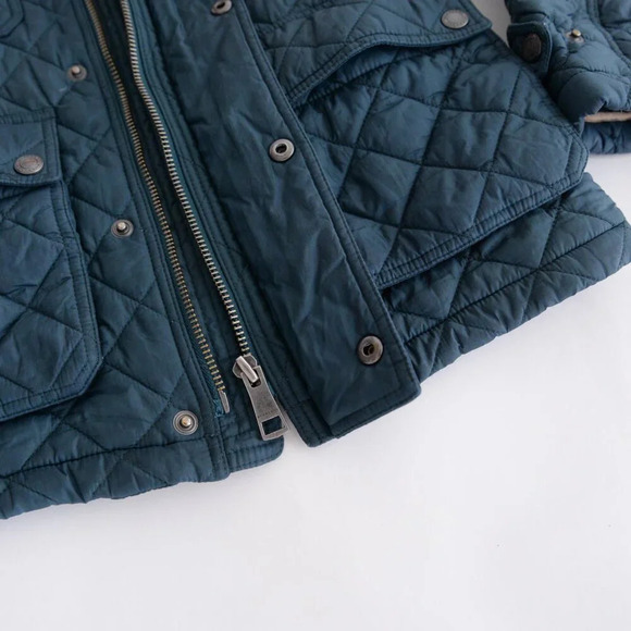 Burberry BRIT Green Zip Up Quilted Puffer Lined Hidden Hoodie Winter Jacket 8Y - Picture 14 of 16